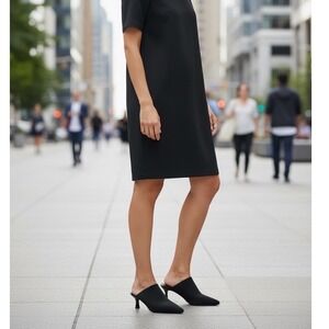 Anne Klein iflex Impress Dress Mules Black Kitten toe heel Womens Size 8.5